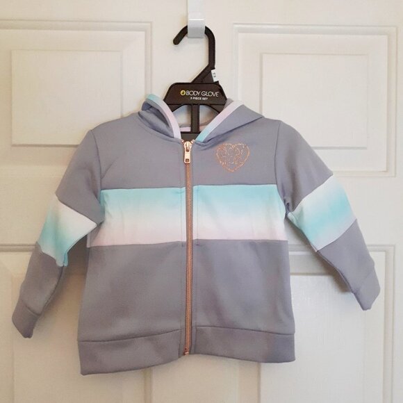 NWT Body Glove Girls soft grey & tie dye sweatsuit active wear 3 piece set, 18M - Picture 9 of 13